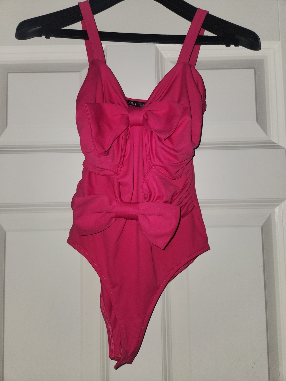 NEW Zara Bodysuit Top Hot Pink Sleeveless with Bow Ties,Size S